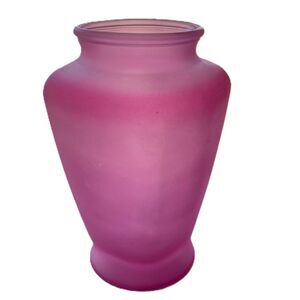 Princess Pink Satin Frosted Glass Squared Vase USA 9 inches Tall
